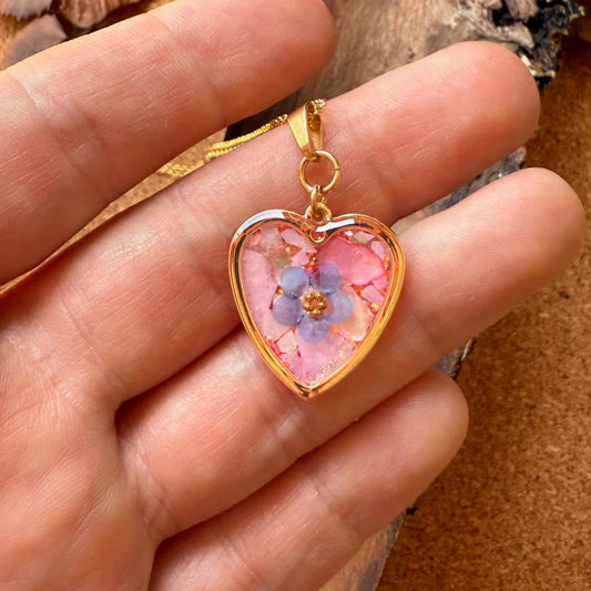 collar Candelaria con flor no me olvides