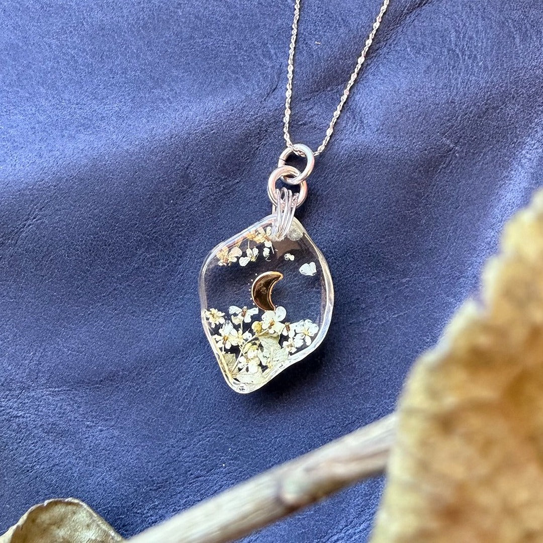 Aurora lunar - collar floral plata 925