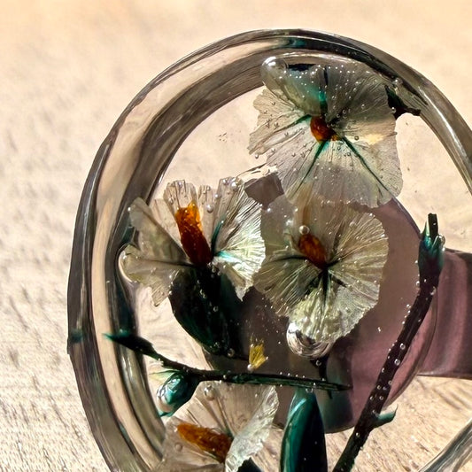 Zoom de pequeñas flores abiertas en anillo Meulin.