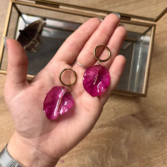 Aros corazón de bugambilia