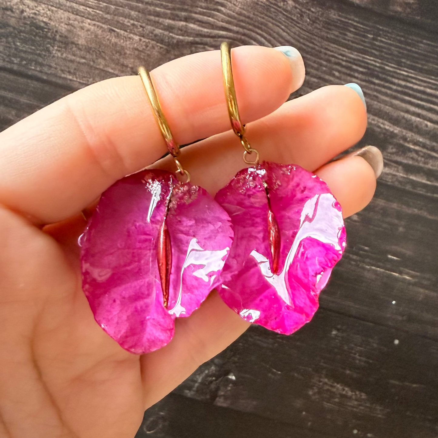 Aros corazón de bugambilia